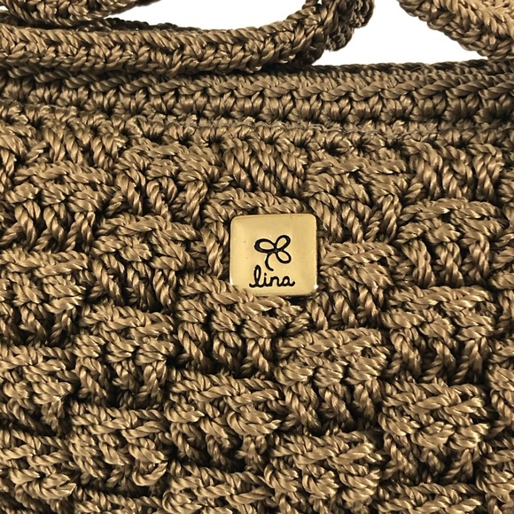 Lina Shoulder Bag Womens Knitted Crochet One Strap Gold Tone Hardware - Picture 3 of 12